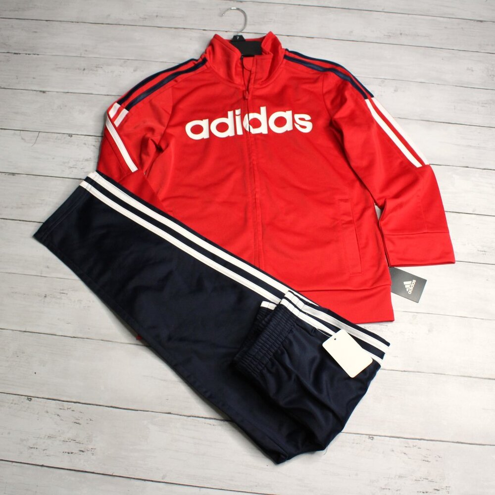 Adidas Boy's Tricot Track Set Size 7 Jacket Athletic Pants Activewear